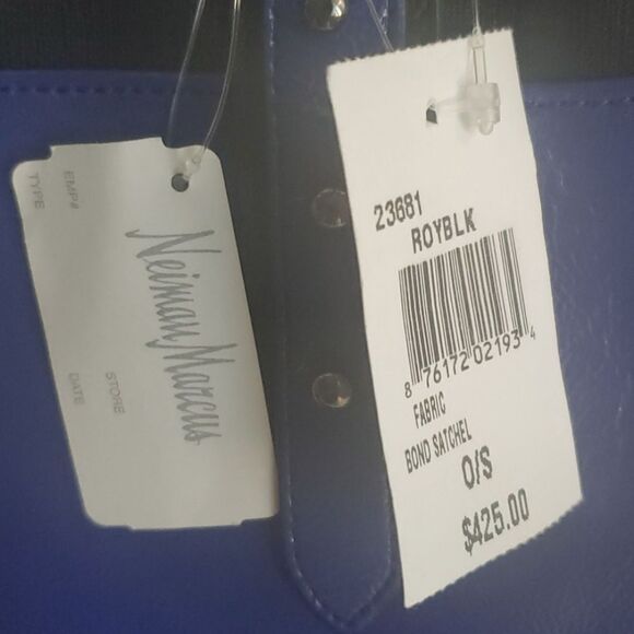 NWOT Eric Javits Blue Black Satchel Hand Bag shoulder - Picture 3 of 15